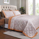 Eclectic Geo Triangle Quilt/Quilted Bed Cover Rust