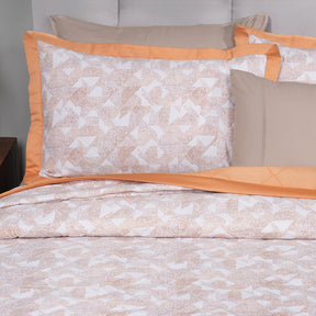 Eclectic Geo Triangle Quilt/Quilted Bed Cover Rust