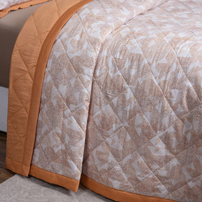 Eclectic Geo Triangle Quilt/Quilted Bed Cover Rust