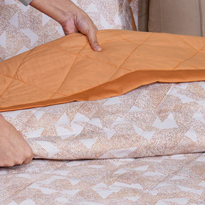 Eclectic Geo Triangle Quilt/Quilted Bed Cover Rust
