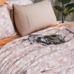 Eclectic Geo Triangle Quilt/Quilted Bed Cover Rust