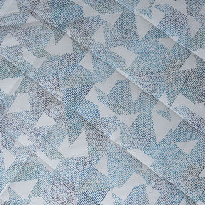 Eclectic Geo Triangle Quilt/Quilted Bed Cover Blue