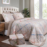Eclectic Geo Rhombus Beige 8pcs Quilt/Quilted Bed Cover
