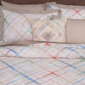 Eclectic Geo Rhombus Beige 8pcs Quilt/Quilted Bed Cover