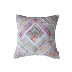 Eclectic Geo Rhombus Woven/Digital Print 100% Cotton Grey Cushion Cover
