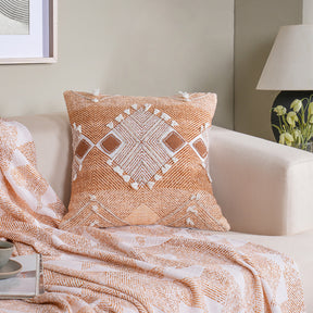 Eclectic Geo Triangle Woven/Digital Print 100% Cotton Rust Cushion Cover