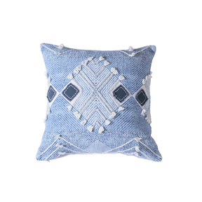 Eclectic Geo Triangle Woven/Digital Print 100% Cotton Blue Cushion Cover