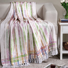 Eclectic Geo Rhombus 100% Cotton Beige Throw