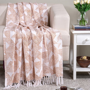 Eclectic Geo Triangle 100% Cotton Rust Throw