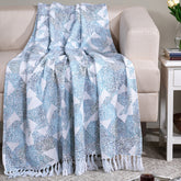 Eclectic Geo Triangle 100% Cotton Blue Throw