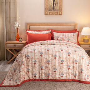 Nouveau Tradition Water Lily Summer AC Quilt/Quilted Bed Cover/Comforter Fiery Red