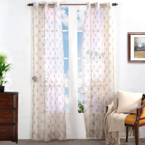 Spinscape Textured 2PC Beige Curtain Set