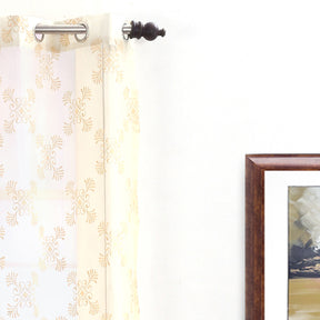 Mambo Magic Embroidered 2PC Beige Curtain Set