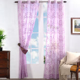 Dainty Dance Embroidered 2PC Purple Curtain Set