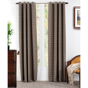 Bliss Check Jaccard 2PC Beige Curtain Set