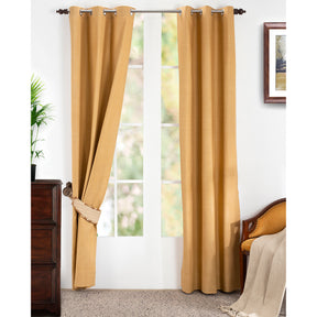 Marly Matt Textured 2PC Gold Curtain Set