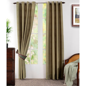 Graduated Stripe Solid 2PC Green Curtain Set