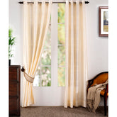 Graduated Stripe Solid 2PC Beige Curtain Set