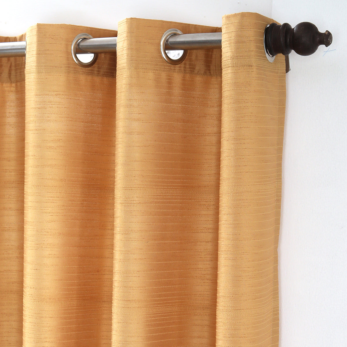 Graduated Stripe Solid 2PC Gold Curtain Set