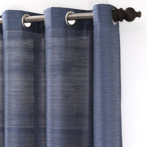 Graduated Stripe Solid 2PC Blue Curtain Set
