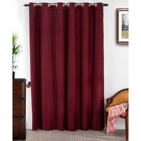 Tewly Tex Solid 2PC Red Curtain Set
