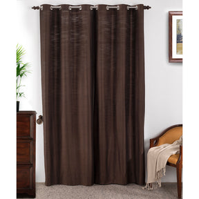Tewly Tex Solid 2PC Brown Curtain Set