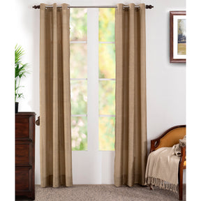 Tewly Tex Solid 2PC Beige Curtain Set