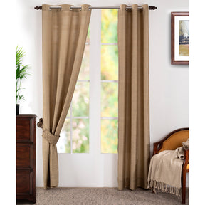 Tewly Tex Solid 2PC Beige Curtain Set