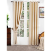 Ladder Stripe Solid 2PC Beige Curtain Set