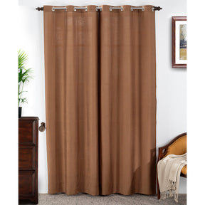 Silky Sillion Solid 2PC Gold Curtain Set