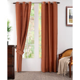 Silky Sillion Solid 2PC Orange Curtain Set