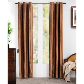 Silky Sillion Solid 2PC Gold Curtain Set