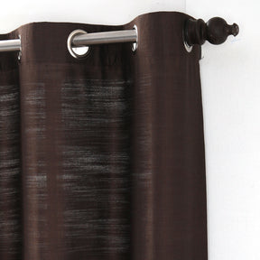 Silky Sillion Solid 2PC Brown Curtain Set
