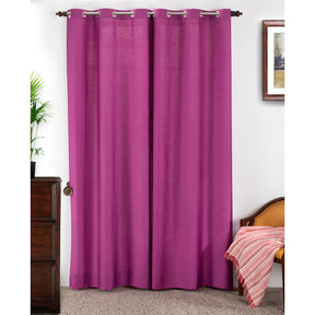 Silky Sillion Solid 2PC Purple Curtain Set
