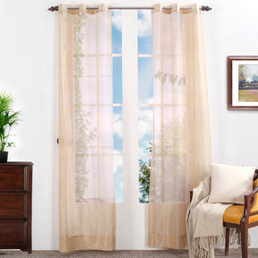 Tidy Silk Solid 2PC Gold Curtain Set