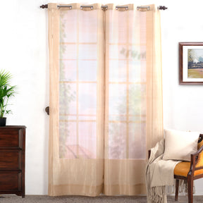 Tidy Silk Solid 2PC Gold Curtain Set