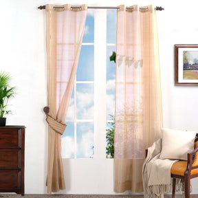 Tidy Silk  Solid 2PC Gold Curtain Set