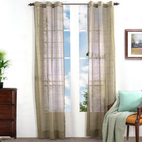 Solidonia Square Solid 2PC Green Curtain Set