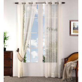 Solidonia Square Solid 2PC Beige Curtain Set