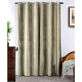 Deco Velvet Solid 2PC Green Curtain Set