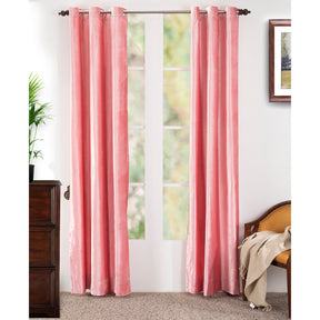 Deco Velvet Solid 2PC Pink Curtain Set