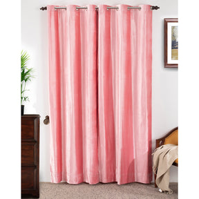 Deco Velvet Solid 2PC Pink Curtain Set