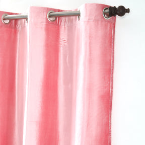 Deco Velvet Solid 2PC Pink Curtain Set