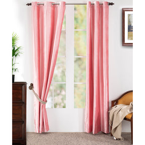 Deco Velvet Solid 2PC Pink Curtain Set