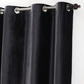 Deco Velvet Solid 2PC Black Curtain Set