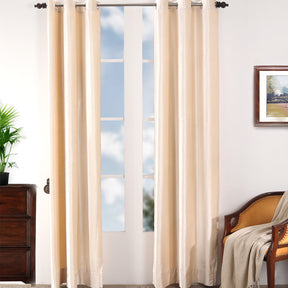 Deco Velvet Solid 2PC Beige Curtain Set