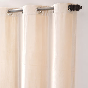 Deco Velvet Solid 2PC Beige Curtain Set