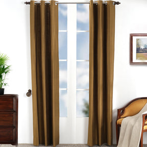 Tussah Silk Solid 2PC Gold Curtain Set