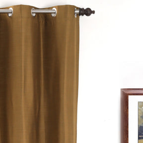 Tussah Silk Solid 2PC Gold Curtain Set