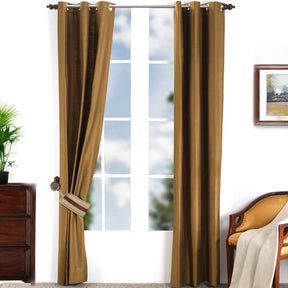 Tussah Silk Solid 2PC Gold Curtain Set